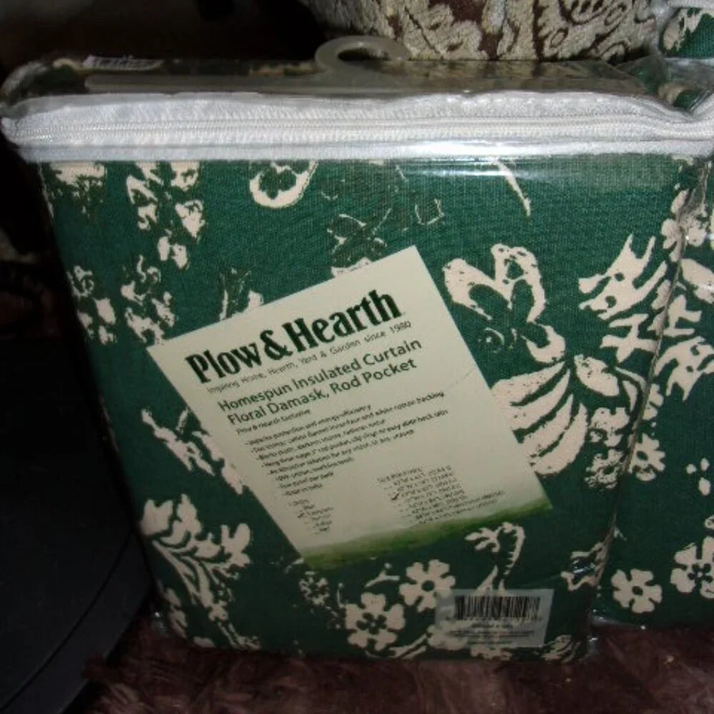 New Floral Damask Rod Pocket Homespun Insulated Curtain Panel 42” X 63